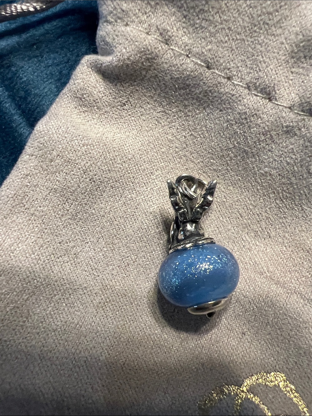 James Avery retired Heavenly Angel blue glass art finial charm - Picture 2 of 4